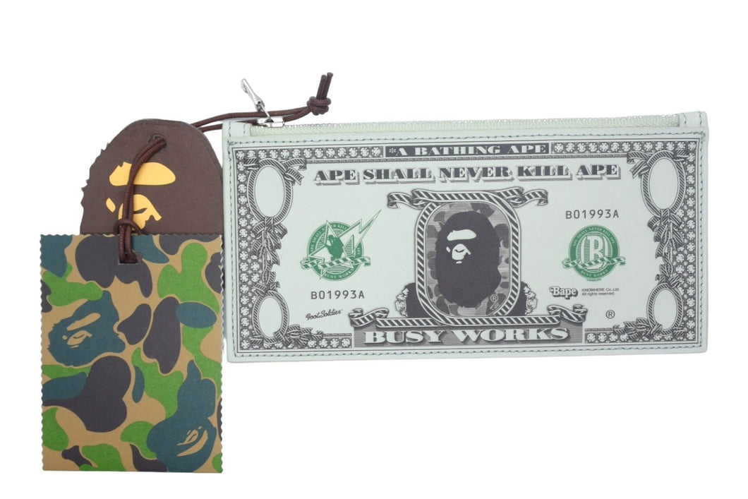 未使用 A BATHING APE アベイシングエイプ ポーチ BANKNOTE グリーン MN0508_1K80190305 中古 4c067086 