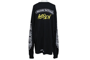 極美品 ChromeHearts クロムハーツ アスペンロングスリーブTシャツ アスペン限定 長袖カットソー ポケT ブラック サイズXL 中古 4c067095