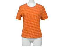 Load image into Gallery viewer, 極美品 CELINE セリーヌ 半袖Tシャツ サイズS トリオンフ 総柄 プリント オレンジ コットン ポリウレタン 中古 4c067095cn