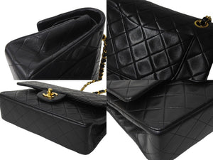 CHANEL シャネル チェーンショルダーバッグ マトラッセ23 Wフラップ ラムスキン 2番台 ブラック ゴールド 美品 中古 4c067105cc