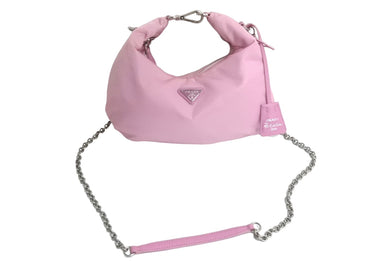 極美品 PRADA プラダショルダーバッグ Re Edition 2006 2WAY 三角ピンク ナイロン レザー 1BH172 シルバー金具 中古 4c067109 