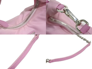 極美品 PRADA プラダショルダーバッグ Re Edition 2006 2WAY 三角ピンク ナイロン レザー 1BH172 シルバー金具 中古 4c067109 