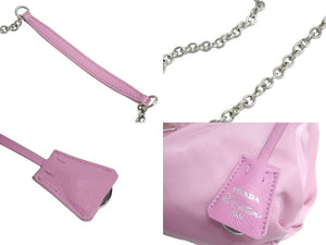 極美品 PRADA プラダショルダーバッグ Re Edition 2006 2WAY 三角ピンク ナイロン レザー 1BH172 シルバー金具 中古 4c067109 