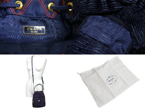 同様に PRADA プラダ ショルダーバッグ 巾着チェック ナイロン トライアングルロゴ CO190 ナイロン レザー ゴールド金具 中古 4c067110 