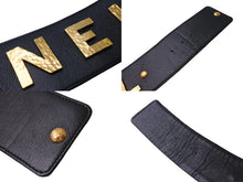 Load image into Gallery viewer, CHANEL シャネル レザーベルト サイズ80/32 ブラック ゴールド レザー メタル 93A刻印 ブランドロゴ 美品 中古 4c067111