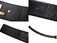 Load image into Gallery viewer, CHANEL シャネル レザーベルト サイズ80/32 ブラック ゴールド レザー メタル 93A刻印 ブランドロゴ 美品 中古 4c067111