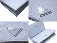 画像をギャラリービューアに読み込む, 極美品 PRADA プラダ トライアングルロゴ カードケース 名刺入れ 1MC122 ライトブルーレザー 三角 サフィアーノレザー ロゴ 中古 4c067120 