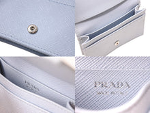 画像をギャラリービューアに読み込む, 極美品 PRADA プラダ トライアングルロゴ カードケース 名刺入れ 1MC122 ライトブルーレザー 三角 サフィアーノレザー ロゴ 中古 4c067120 