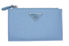 Load image into Gallery viewer, PRADA プラダ コインケース カードケース フラグメントケース 三角プレート サフィアーノ ブルー 美品 中古 4c067121pr