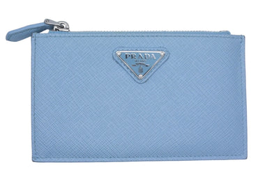 PRADA プラダ コインケース カードケース フラグメントケース 三角プレート サフィアーノ ブルー 美品 中古 4c067121pr
