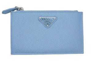 PRADA プラダ コインケース カードケース フラグメントケース 三角プレート サフィアーノ ブルー 美品 中古 4c067121pr
