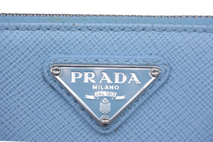 PRADA プラダ コインケース カードケース フラグメントケース 三角プレート サフィアーノ ブルー 美品 中古 4c067121pr