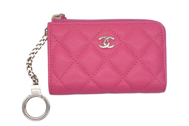 極美品 CHANEL シャネル ジップコインケース キーケース 27番台 2018-2019年 キャビアスキン ピンク ゴールド金具 中古 4c067122