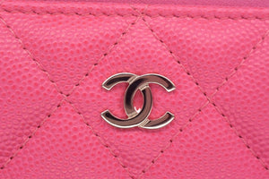 極美品 CHANEL シャネル ジップコインケース キーケース 27番台 2018-2019年 キャビアスキン ピンク ゴールド金具 中古 4c067122