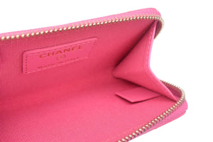 極美品 CHANEL シャネル ジップコインケース キーケース 27番台 2018-2019年 キャビアスキン ピンク ゴールド金具 中古 4c067122