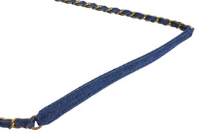 極美品 CHANEL シャネル チェーンショルダーバッグ エジプトライン 28番台 2019年 デニム ブルー ホワイト ゴールド 中古 4c067123cc