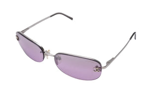 CHANEL シャネル サングラス ココマーク メガネ オーバル型 4099 c.124/7A 55◻︎16 1300 パープル シルバー金具 中古 4c067125