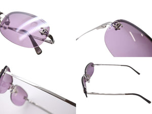 CHANEL シャネル サングラス ココマーク メガネ オーバル型 4099 c.124/7A 55◻︎16 1300 パープル シルバー金具 中古 4c067125