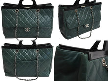 Load image into Gallery viewer, CHANEL シャネル 2WAY ハンド チェーンショルダーバッグ 19番台 マトラッセ ココマーク グリーン レザー シルバー金具 美品 中古 4c067129