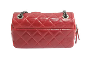 CHANEL シャネル チェーンショルダーバッグ マトラッセ 19番台 2014年 カーフスキン レッド シルバー金具 美品 中古 4c067129cc