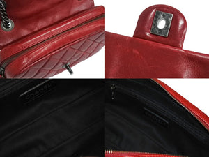 CHANEL シャネル チェーンショルダーバッグ マトラッセ 19番台 2014年 カーフスキン レッド シルバー金具 美品 中古 4c067129cc