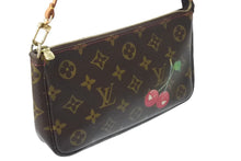 Load image into Gallery viewer, 極美品 LOUIS VUITTON ルイヴィトン 村上隆 モノグラム チェリー ポシェット アクセソワール アクセポ ブラウン ロゴ M95008 中古 4c067134