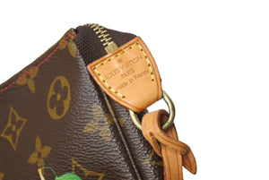 極美品 LOUIS VUITTON ルイヴィトン 村上隆 モノグラム チェリー ポシェット アクセソワール アクセポ ブラウン ロゴ M95008 中古 4c067134