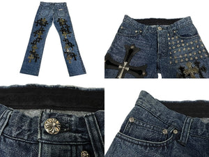 CHROME HEARTS クロムハーツ デニムパンツ サイズ29 カスタムオーダー クロスボール CHプラス クロスパッチ ピラミッド 美品 中古 4c067137ch