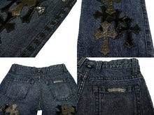 Load image into Gallery viewer, CHROME HEARTS クロムハーツ デニムパンツ サイズ29 カスタムオーダー クロスボール CHプラス クロスパッチ ピラミッド 美品 中古 4c067137ch
