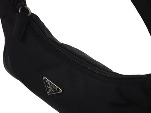 PRADA プラダ ホーボー ハンドバッグ ワンショルダーバッグ MV515 トライアングルロゴ ナイロン ブラック 美品 中古 4c067141 