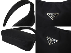 PRADA プラダ ホーボー ハンドバッグ ワンショルダーバッグ MV515 トライアングルロゴ ナイロン ブラック 美品 中古 4c067141 