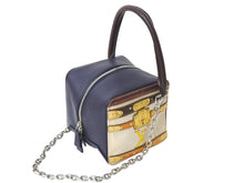 Load image into Gallery viewer, LOUIS VUITTON ルイヴィトン トロンプルイユ 2WAY ハンドバッグ M52350 ブラウン ネイビー アイボリー レザー シルバー金具 美品 中古 4c067147