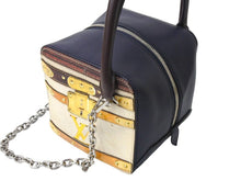 Load image into Gallery viewer, LOUIS VUITTON ルイヴィトン トロンプルイユ 2WAY ハンドバッグ M52350 ブラウン ネイビー アイボリー レザー シルバー金具 美品 中古 4c067147