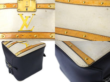 Load image into Gallery viewer, LOUIS VUITTON ルイヴィトン トロンプルイユ 2WAY ハンドバッグ M52350 ブラウン ネイビー アイボリー レザー シルバー金具 美品 中古 4c067147