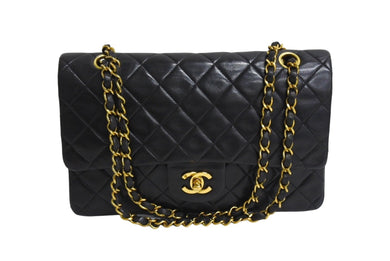 CHANEL シャネル マトラッセ 25 ショルダーバッグ ダブルフラップ 2番台 ラムスキン ブラック ゴールド 美品 中古 4c067149