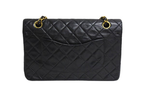 CHANEL シャネル マトラッセ 25 ショルダーバッグ ダブルフラップ 2番台 ラムスキン ブラック ゴールド 美品 中古 4c067149