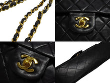 Load image into Gallery viewer, CHANEL シャネル マトラッセ 25 ショルダーバッグ ダブルフラップ 2番台 ラムスキン ブラック ゴールド 美品 中古 4c067149