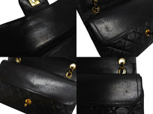 Load image into Gallery viewer, CHANEL シャネル マトラッセ 25 ショルダーバッグ ダブルフラップ 2番台 ラムスキン ブラック ゴールド 美品 中古 4c067149