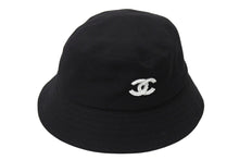 Load image into Gallery viewer, 極美品 CHANEL シャネル ハット 帽子 ココマーク 内チェック ブラック M 23AW コットン 中古 4c067165