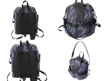 画像をギャラリービューアに読み込む, FENDI フェンディ ストライクッカーズ 2way リュック バックパック FFジャカード 7VZ070 ブラック ネイビー 美品 中古 4c067166 