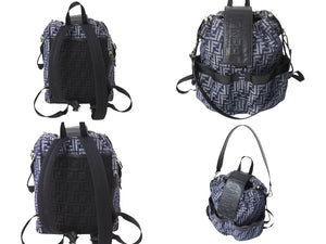 FENDI フェンディ ストライクッカーズ 2way リュック バックパック FFジャカード 7VZ070 ブラック ネイビー 美品 中古 4c067166 