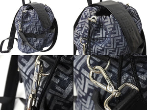 FENDI フェンディ ストライクッカーズ 2way リュック バックパック FFジャカード 7VZ070 ブラック ネイビー 美品 中古 4c067166 
