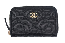 Load image into Gallery viewer, CHANEL シャネル コインケース 小銭入れ カメリア ココマーク 29番台 ラムスキン シルバー金具 ブラック 美品 中古 4c067170