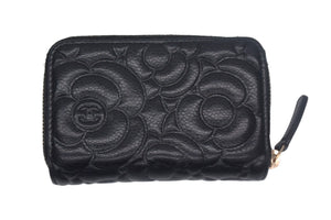 CHANEL シャネル コインケース 小銭入れ カメリア ココマーク 29番台 ラムスキン シルバー金具 ブラック 美品 中古 4c067170
