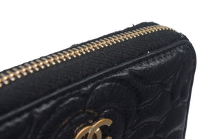 CHANEL シャネル コインケース 小銭入れ カメリア ココマーク 29番台 ラムスキン シルバー金具 ブラック 美品 中古 4c067170