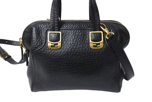極美品 FENDI フェンディ カメレオン ミニハンドバッグ 8BL117 イタリア製 レザー ブラック ゴールド金具 中古 4c067171 