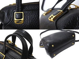 極美品 FENDI フェンディ カメレオン ミニハンドバッグ 8BL117 イタリア製 レザー ブラック ゴールド金具 中古 4c067171 