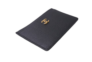 新品同様 CHANEL シャネル カードケース 名刺入れ ココマーク キャビアスキン 5番台 ブラック ゴールド金具 中古 4c067172
