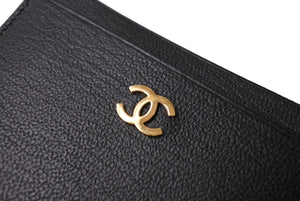 新品同様 CHANEL シャネル カードケース 名刺入れ ココマーク キャビアスキン 5番台 ブラック ゴールド金具 中古 4c067172