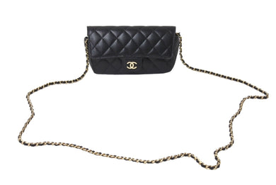 CHANEL シャネル マトラッセ ポシェット チェーンショルダーバッグ メガネケース 31番台 キャビアスキン ブラック 美品 中古 4c067178